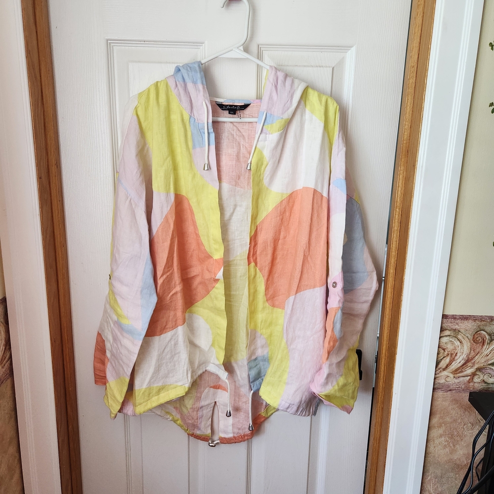 Charlie B Linen Hooded Cardigan